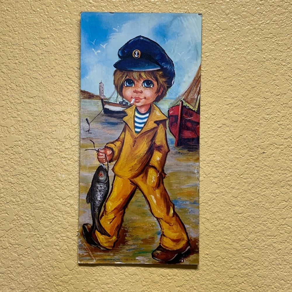 Editions Samco Paris Big Eyes Fisherman Boy Wall Art ⛵️❤️